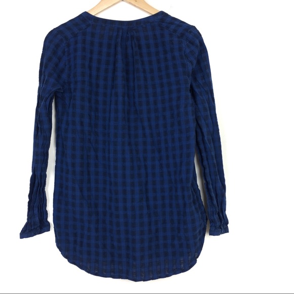 🍑Lucky Brand Blue Plaid Tunic Blouse - Picture 4 of 6